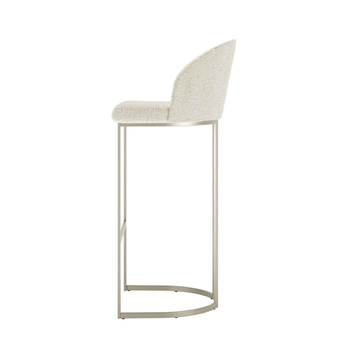 Banqueta Alta de Aço Beverly - Champanhe com Off - White Bouclé - Província - Banquetas