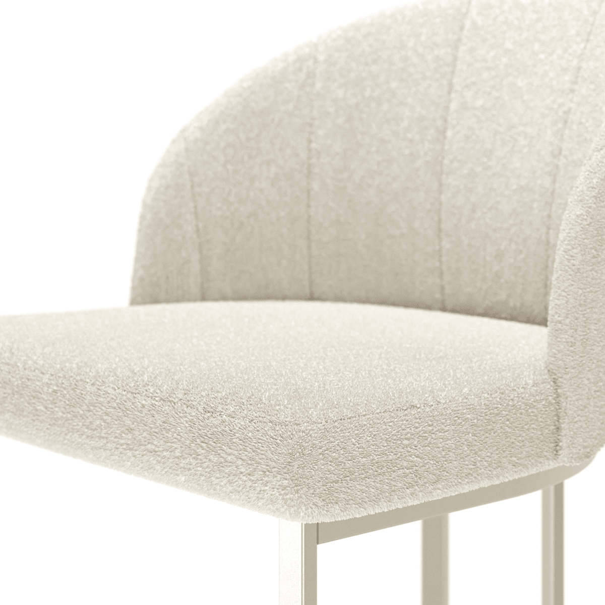 Banqueta Alta de Aço Beverly - Champanhe com Off - White Bouclé - Província - Banquetas