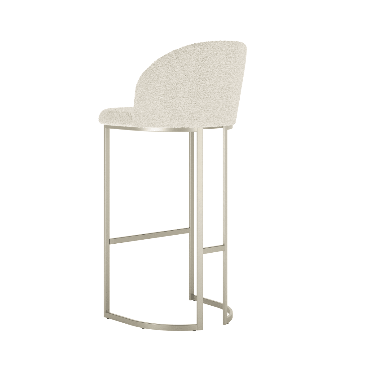 Banqueta Alta de Aço Beverly - Champanhe com Off - White Bouclé - Província - Banquetas