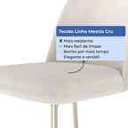 Banqueta Alta de Aço Estofada Lucille Champanhe com Linho Mescla Cru - Província - Banquetas
