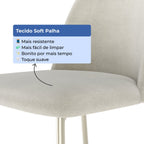 Banqueta Alta de Aço Estofada Lucille Champanhe com Soft Palha - Província - Banquetas