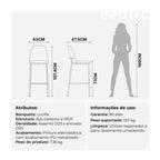 Banqueta Alta de Aço Estofada Lucille Champanhe com Linho Mescla Cru