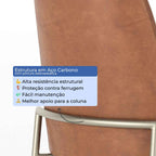 Conjunto de 2 Banquetas Altas de Aço Estofada Lucille Champanhe com PU Caramelo