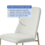 Conjunto de 2 Banquetas Altas de Aço Estofada Lucille Champanhe com Linho Mescla Cru