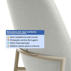 Conjunto de 2 Banquetas Altas de Aço Estofada Lucille Champanhe com Linho Mescla Cru