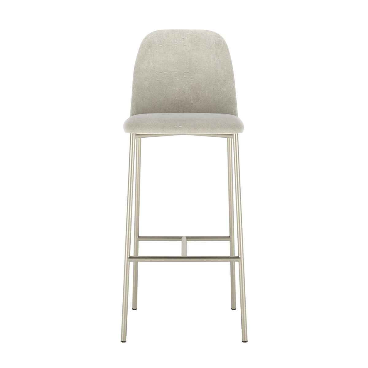 Conjunto de 2 Banquetas Altas de Aço Estofada Lucille Champanhe com Soft Palha
