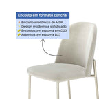 Conjunto de 2 Banquetas Altas de Aço Estofada Lucille Champanhe com Soft Palha