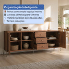 Buffet 3 Portas 3 Gavetas Jasper 185cm Canella com Champanhe - Província - Buffet