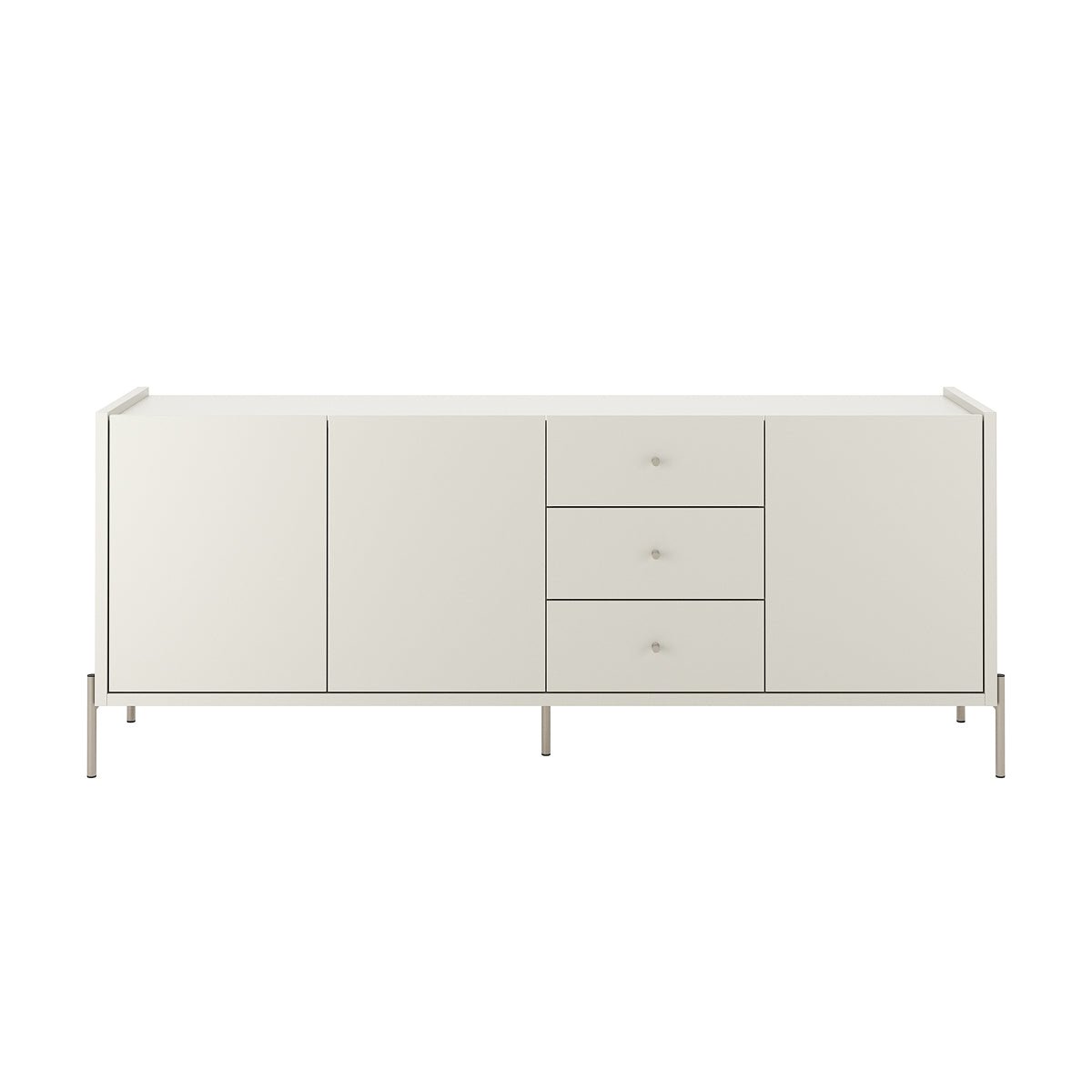 Buffet 3 Portas 3 Gavetas Jasper 185cm Off - White Fosco com Champanhe - Província - Buffet
