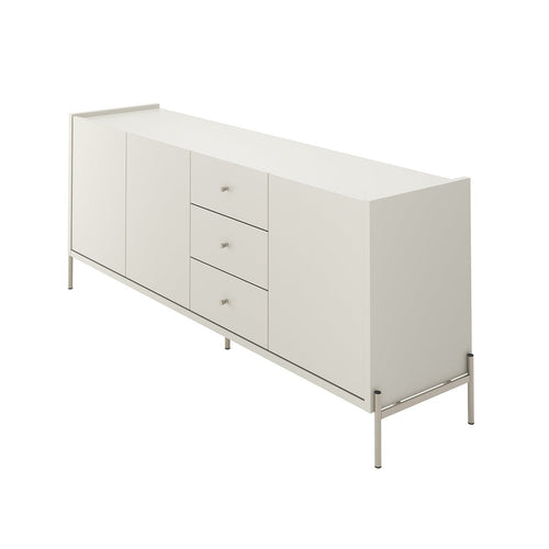 Buffet 3 Portas 3 Gavetas Jasper 185cm Off - White Fosco com Champanhe - Província - Buffet
