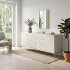Buffet 3 Portas 3 Gavetas Jasper 185cm Off - White Fosco com Champanhe - Província - Buffet