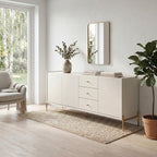Buffet 3 Portas 3 Gavetas Jasper 185cm Off - White Fosco com Dourado - Província - Buffet