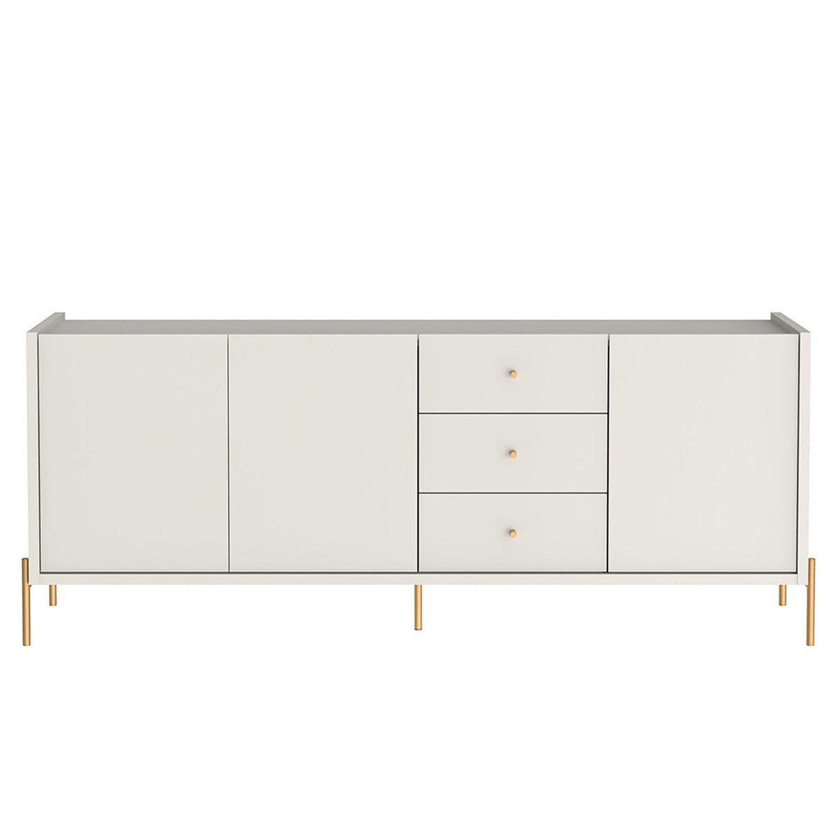 Buffet 3 Portas 3 Gavetas Jasper 185cm Off - White Fosco com Dourado - Província - Buffet