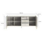 Buffet 3 Portas 3 Gavetas Jasper 185cm Off - White Fosco com Dourado - Província - Buffet