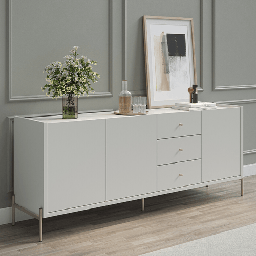 Buffet Jasper 185 cm - Off White Fosco c/ Champanhe - Província - Buffet