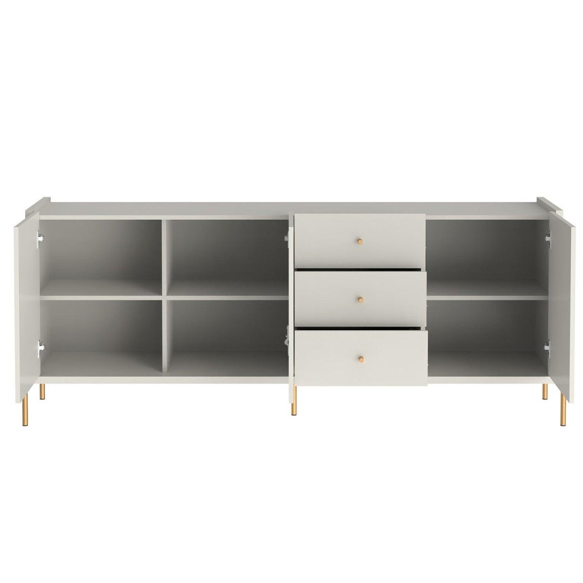 Buffet Jasper 185 cm - Off White Fosco c/ Dourado - Província - Buffet