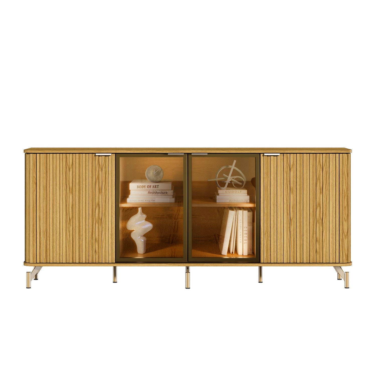 Buffet Neon Float 100% MDF com Vidro Reflecta e LED