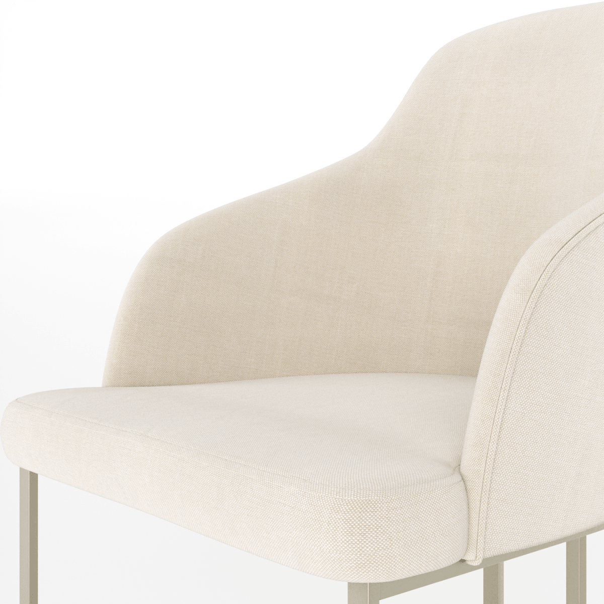 Cadeira de Aço Carbono Albany - Champanhe c/ Linho Mescla Cru - Província - Cadeiras de Jantar