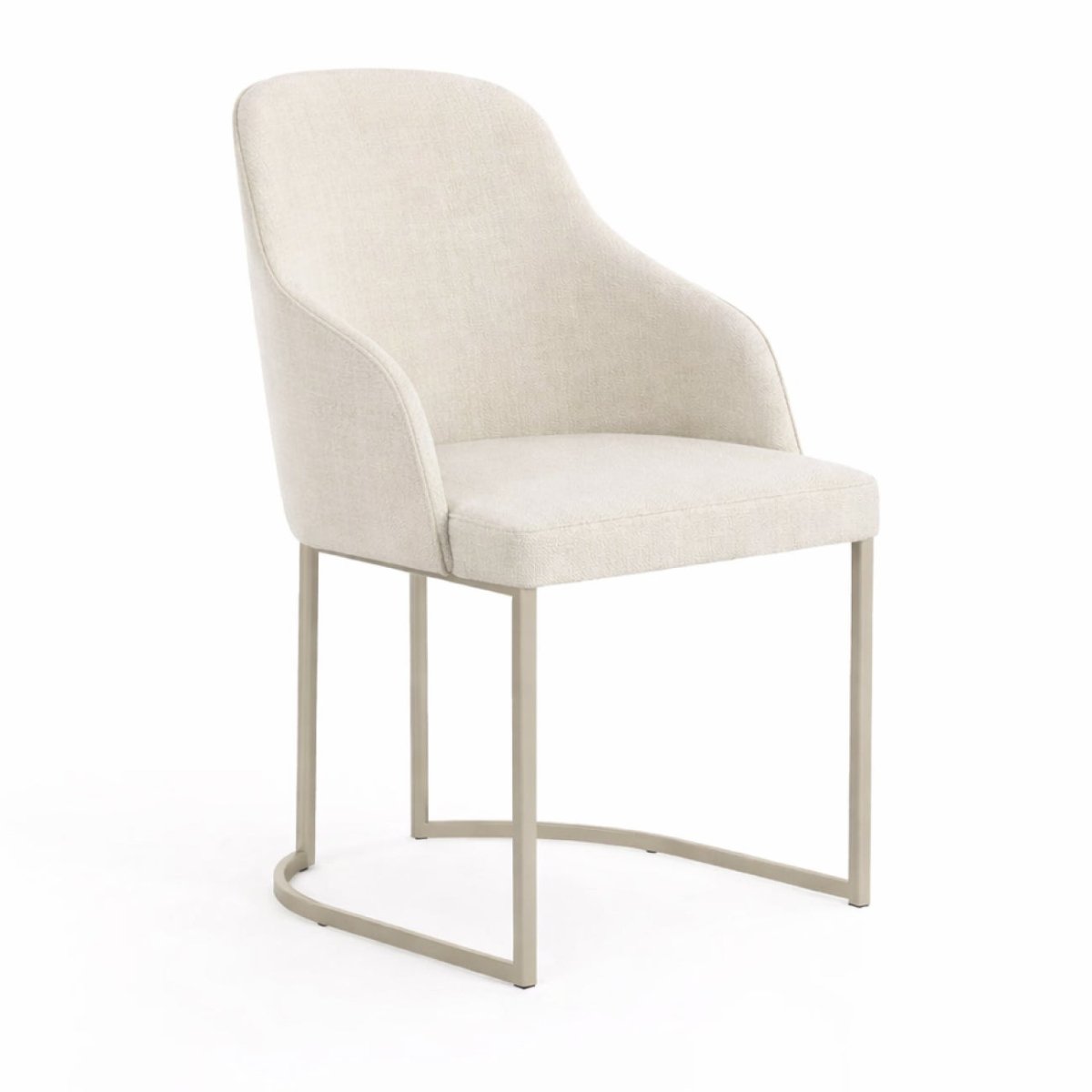 Cadeira de Aço Carbono Albany - Champanhe c/ Linho Mescla Cru - Província - Cadeiras de Jantar