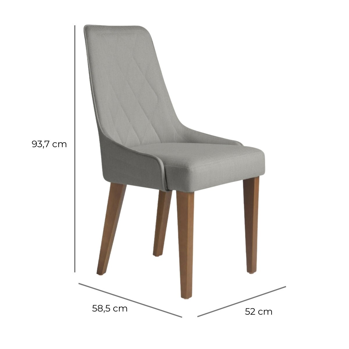 Cadeira de Madeira Maciça Carlton Natural com Linho Mescla Cinza - Província - 