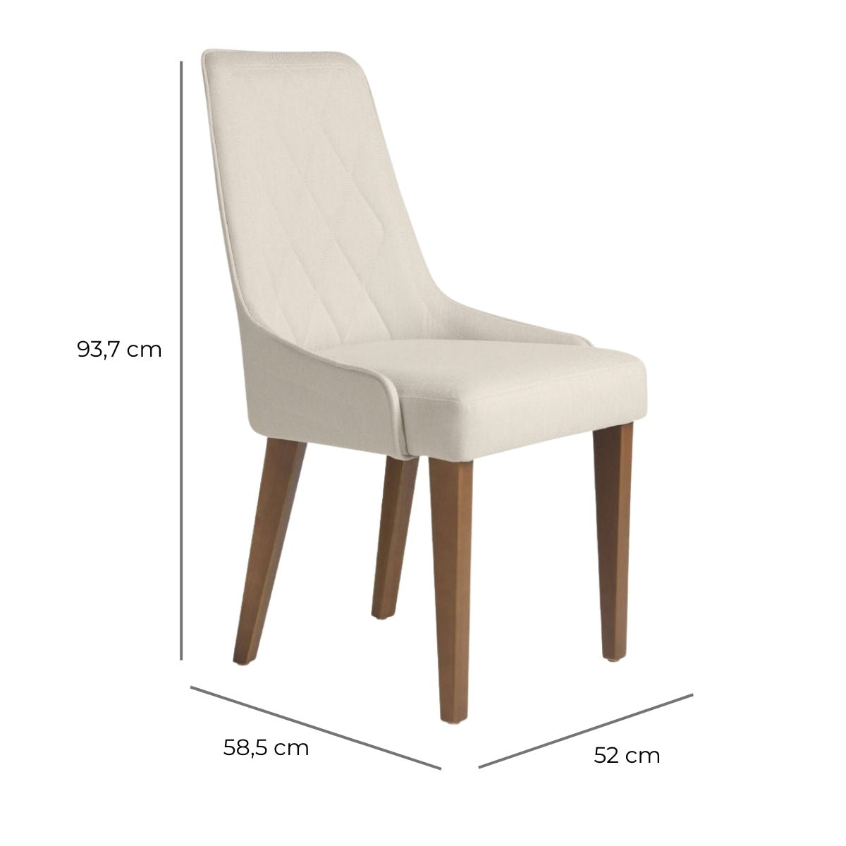 Cadeira de Madeira Maciça Carlton Natural com Linho Off White - Província - 