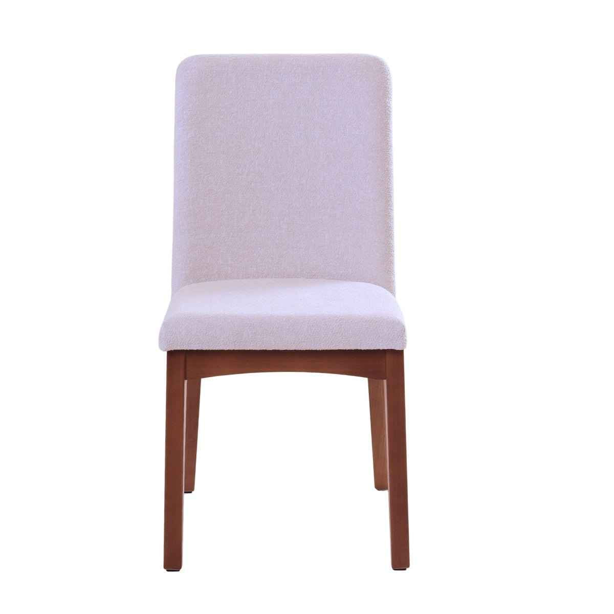 Conjunto de 2 Cadeiras de Madeira Maciça Olive Natural com Bouclé Montecarlo