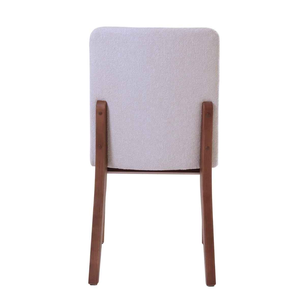 Conjunto de 2 Cadeiras de Madeira Maciça Olive Natural com Bouclé Montecarlo