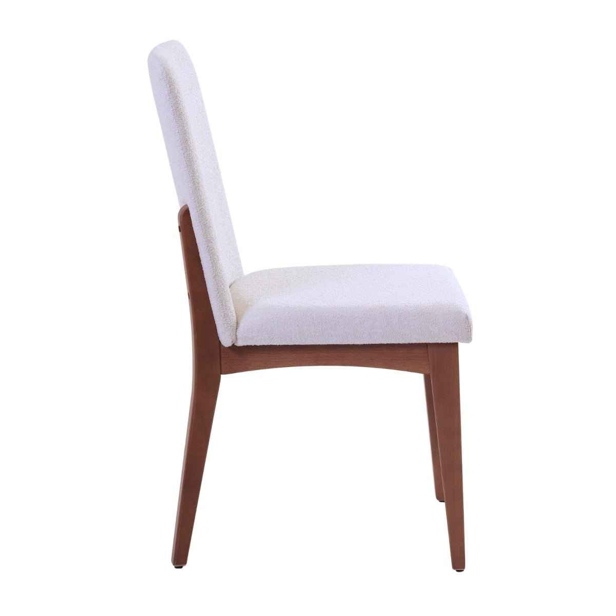 Conjunto de 2 Cadeiras de Madeira Maciça Olive Natural com Bouclé Montecarlo