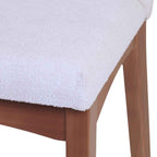 Conjunto de 2 Cadeiras de Madeira Maciça Olive Natural com Bouclé Montecarlo