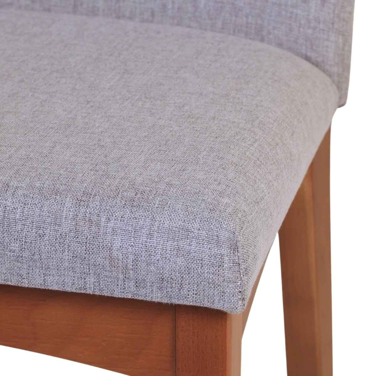 Conjunto de 2 Cadeiras de Madeira Maciça Olive Natural com Linen 06