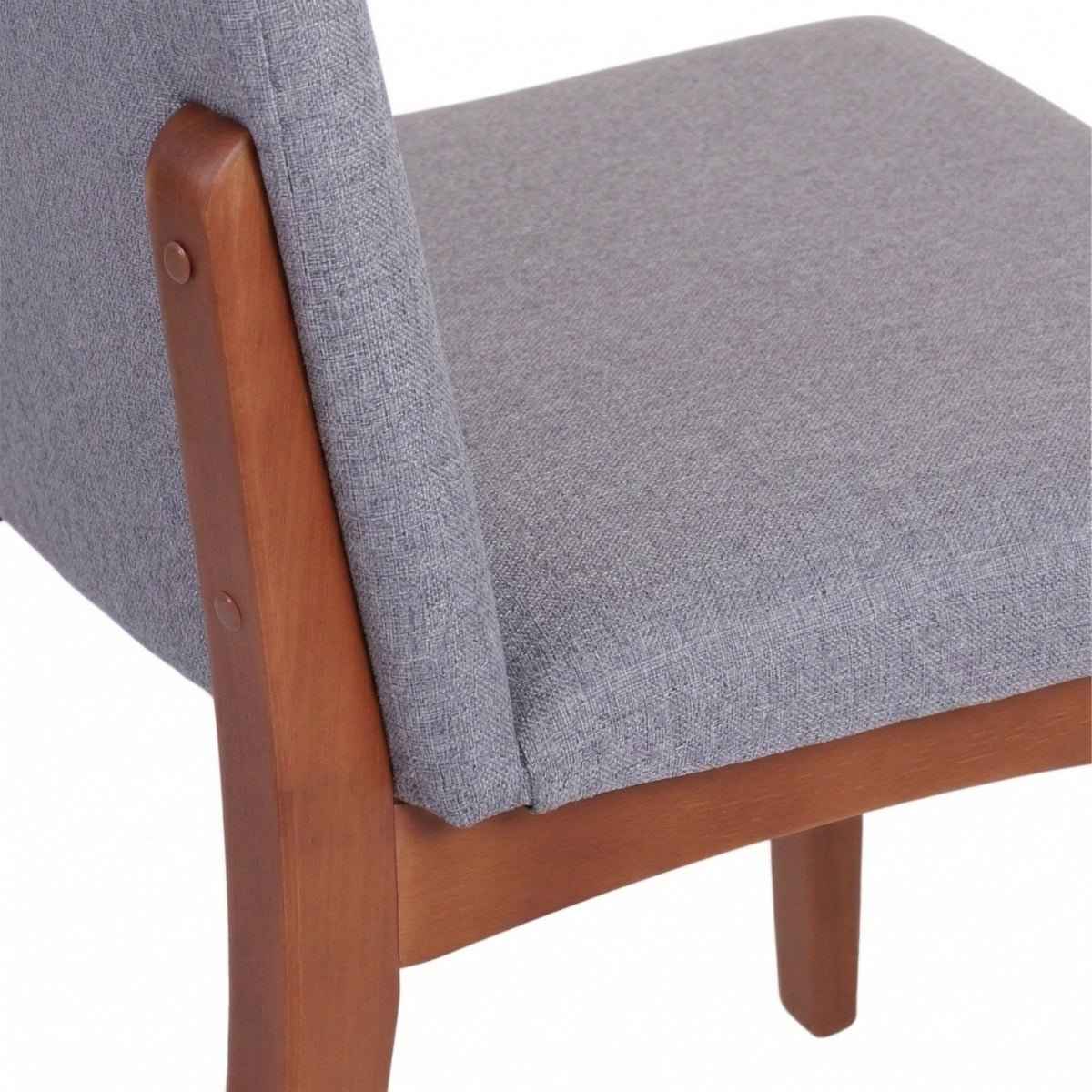 Conjunto de 2 Cadeiras de Madeira Maciça Olive Natural com Linen 06