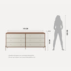 Cômoda 6 Gavetas Jasper 182 cm Canella com Off White e Champanhe - Província - Cômoda