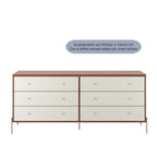 Cômoda 6 Gavetas Jasper 182 cm Canella com Off White e Champanhe - Província - Cômoda