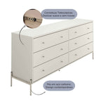 Cômoda 6 Gavetas Jasper 182 cm Off White Fosco com Champanhe - Província - Cômoda