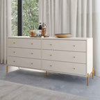 Cômoda 6 Gavetas Jasper 182 cm Off White Fosco com Dourado - Província - Cômoda