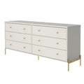 Cômoda 6 Gavetas Jasper 182 cm Off White Fosco com Dourado - Província - Cômoda