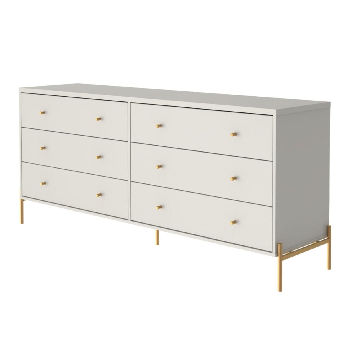 Cômoda 6 Gavetas Jasper 182 cm Off White Fosco com Dourado - Província - Cômoda