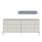 Cômoda 6 Gavetas Jasper 182 cm Off White Fosco com Dourado - Província - Cômoda