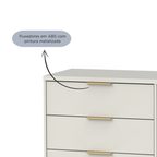 Cômoda 6 Gavetas Yves 135cm Off White com Dourado - Província - Cômoda