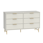 Cômoda 6 Gavetas Yves 135cm Off White com Dourado - Província - Cômoda