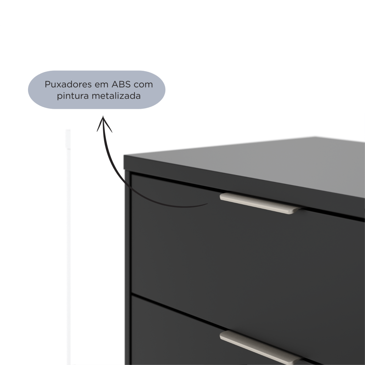 Cômoda 6 Gavetas Yves 135cm Preto Fosco com Champanhe - Província - Cômoda