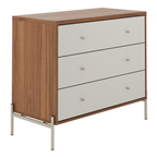 Cômoda com 3 Gavetas Jasper 94cm Canella e Off White com Champanhe - Província - Cômoda