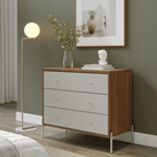 Cômoda com 3 Gavetas Jasper 94cm Canella e Off White com Champanhe - Província - Cômoda