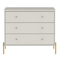 Cômoda com 3 Gavetas Jasper 94cm Off White com Dourado - Província - Cômoda