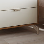 Cômoda com 6 Gavetas e 2 Mesas de Cabeceira Glow Off White Fosco com Champanhe - Província - Conjunto para Quarto