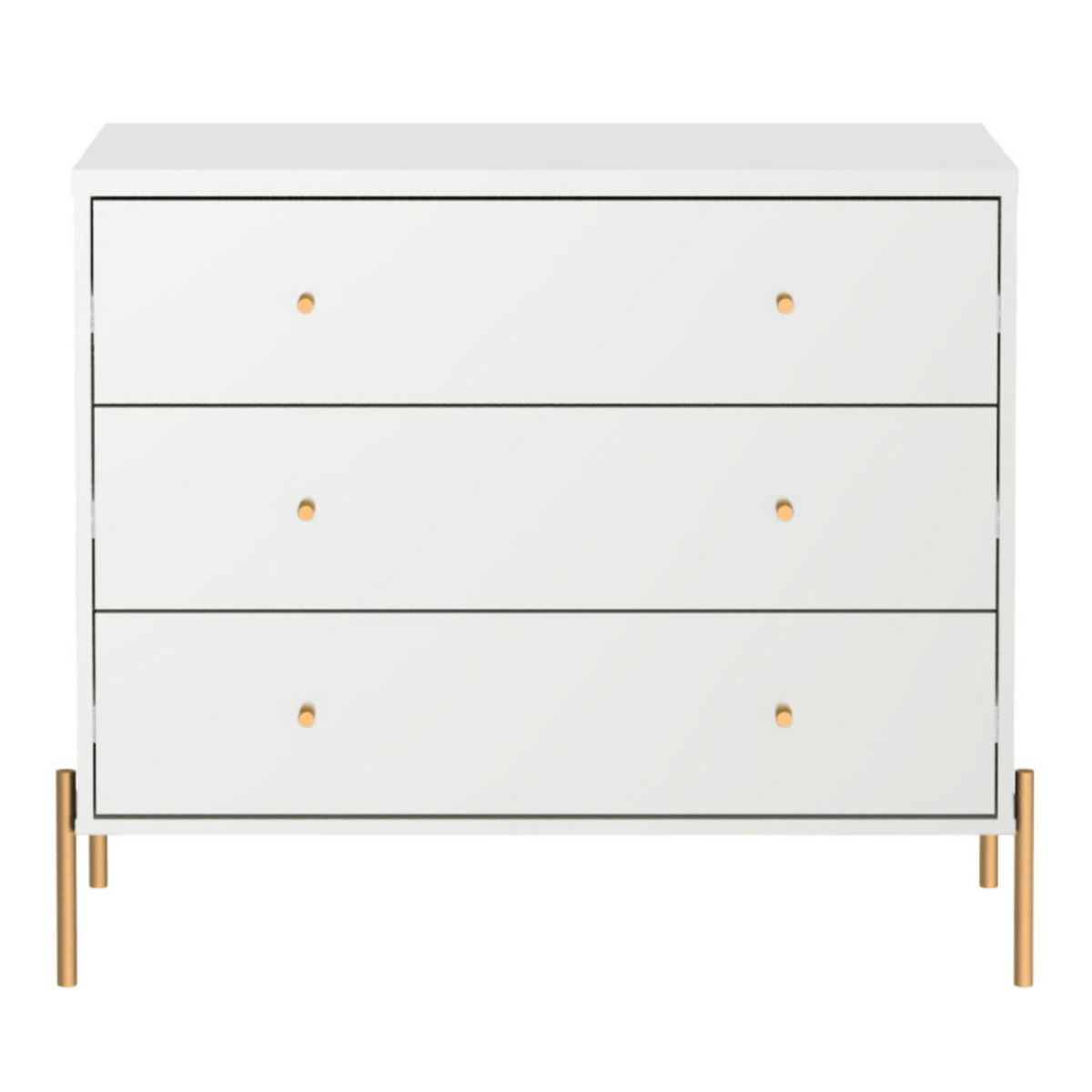 Cômoda Jasper 3 Gavetas 94cm Branco Gloss com Dourado - Província - Cômoda