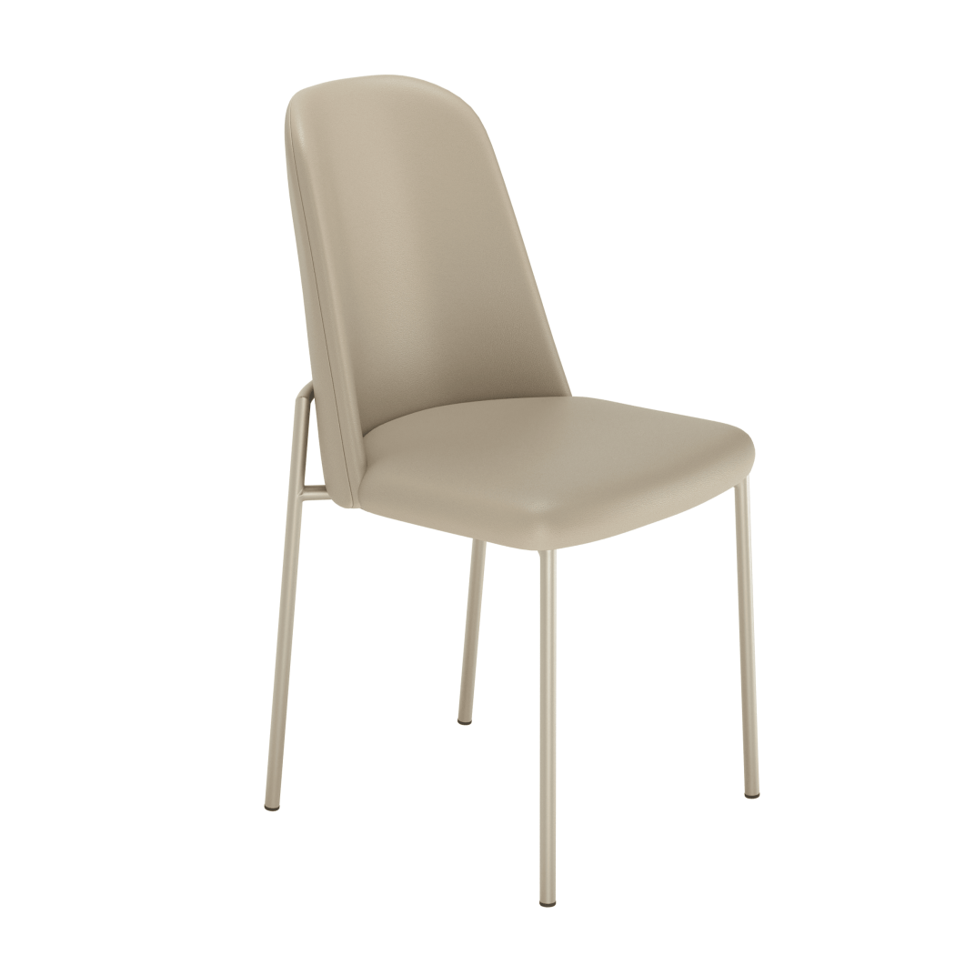 Conjunto c/ 2 Cadeiras de Aço Lucille - Champanhe / PU Off - White - Província - Cadeiras de Jantar