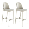 Conjunto de 2 Banquetas Altas de Aço Estofada Lucille Champanhe com Soft Palha