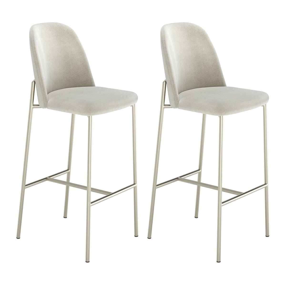 Conjunto de 2 Banquetas Altas de Aço Estofada Lucille Champanhe com Soft Palha