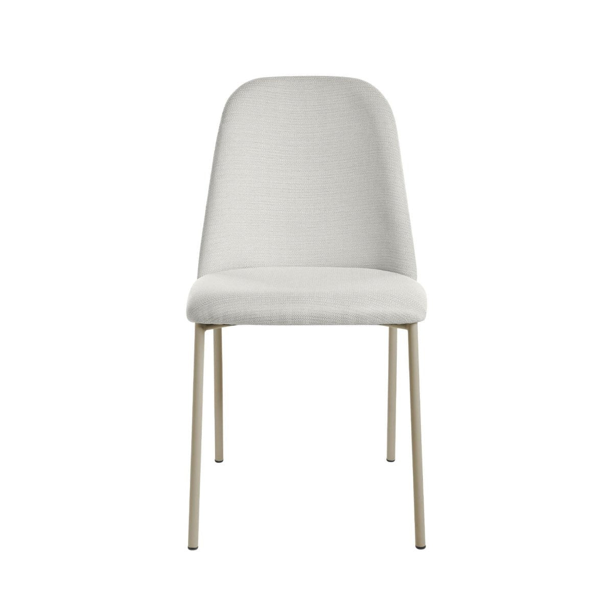 Conjunto de 2 Cadeiras de Aço Estofada Lucille Champanhe com Linho Off - White - Província - Cadeiras de Jantar